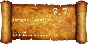 Hargas Teréz névjegykártya